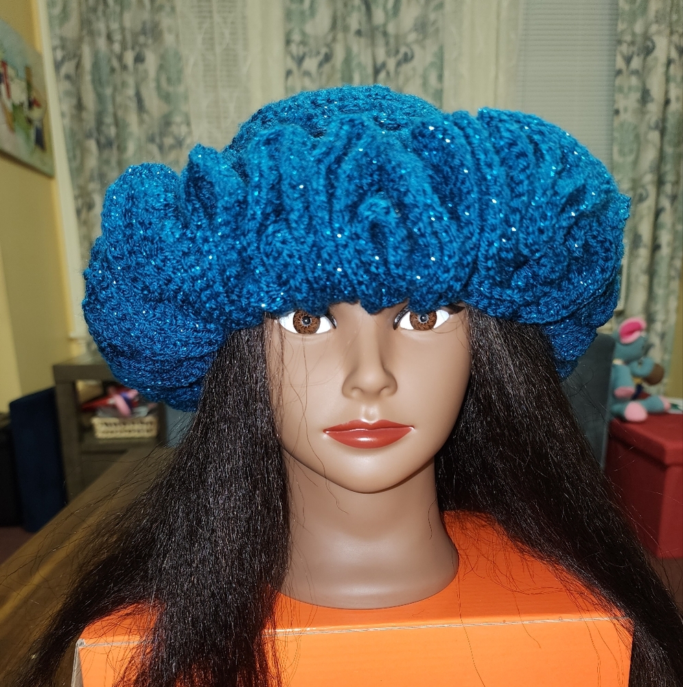 Hand-made ruffle crochet hat